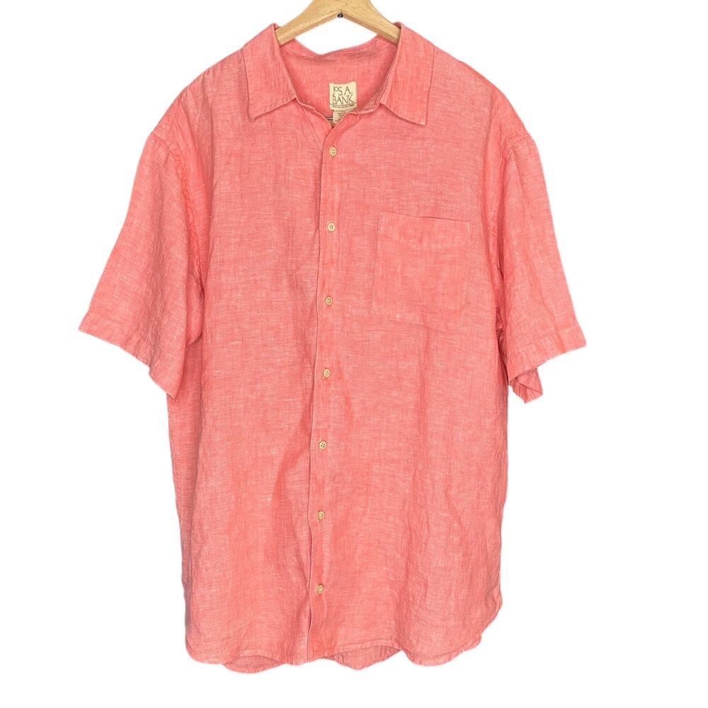 Jos A Bank 100% Linen Short Sleeve Button Shirt XL